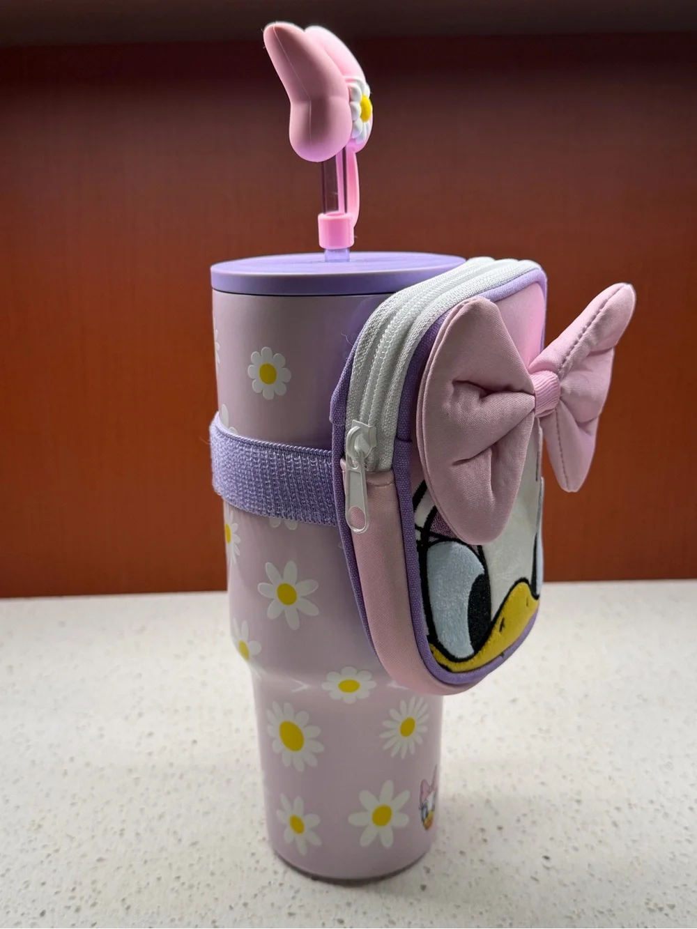 New 2026 Disney Daisy Duck 30oz Stainless Steel Travel Tumbler Straw & Zip Case